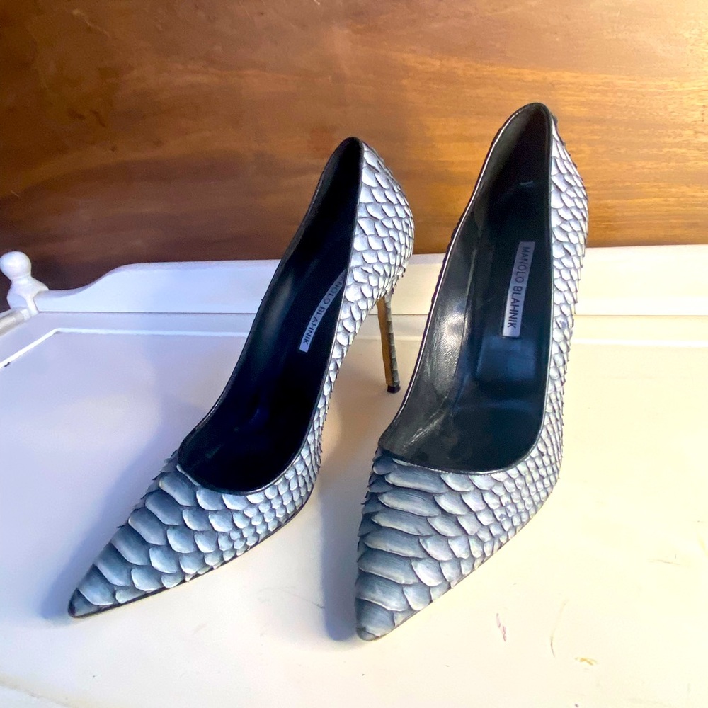 Manolo Blahnick Bb Python 105mm Pump Gray